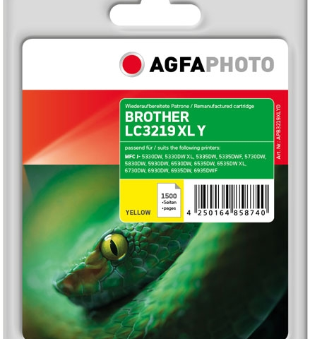 Agfa Photo Cartucho de tinta amarillo APB3219XLYD compatible con Brother LC-3219XL