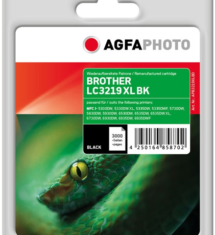 Agfa Photo Cartucho de tinta negro APB3219XLBD compatible con Brother LC-3219XL LC3219XLBK