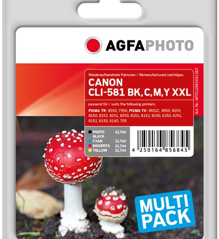 Agfa Photo Multipack Negro foto cian magenta amarillo APCCLI581XXLSET compatible con Canon CLI-581bk XXL 1998C001