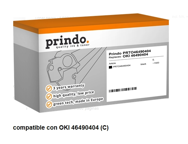 Prindo Tóner negro PRTO46490404 compatible con OKI 46490404