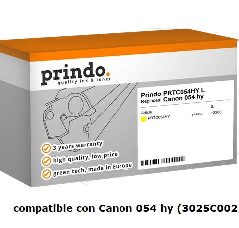 Prindo Tóner amarillo PRTC054HY compatible con Canon 054 hy