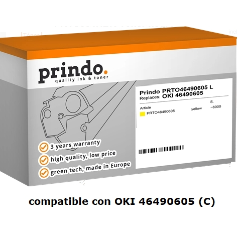 Prindo Tóner amarillo PRTO46490605 compatible con OKI 46490605