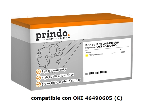 Prindo Tóner amarillo PRTO46490605 compatible con OKI 46490605