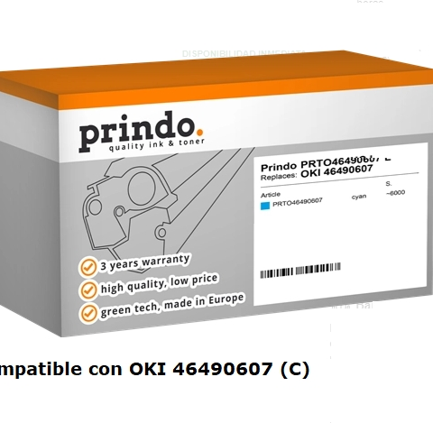 Prindo Tóner cian PRTO46490607 compatible con OKI 46490607