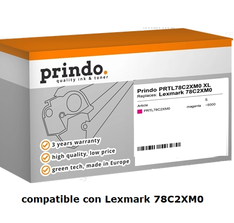 Prindo Tóner magenta PRTL78C2XM0 compatible con Lexmark 78C2XM0
