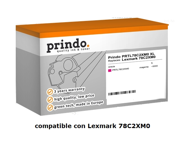 Prindo Tóner magenta PRTL78C2XM0 compatible con Lexmark 78C2XM0