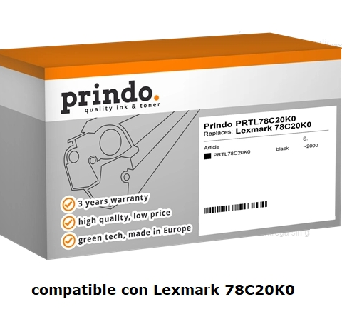 Prindo Tóner negro PRTL78C20K0 compatible con Lexmark 78C20K0