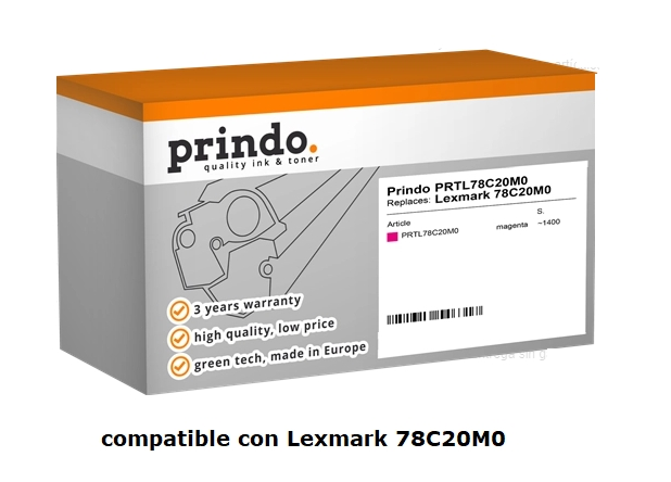 Prindo Tóner magenta PRTL78C20M0 compatible con Lexmark 78C20M0