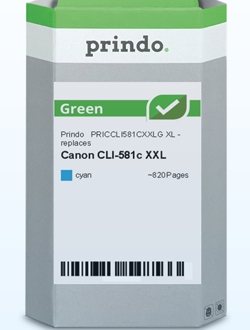 Prindo Cartucho de tinta cian PRICCLI581CXXLG Green compatible con Canon CLI-581c XXL 1995C001
