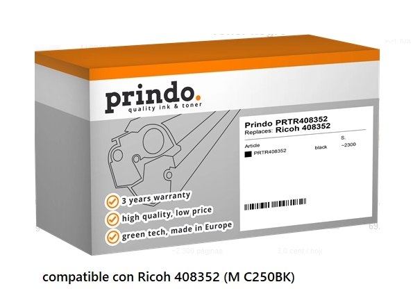Prindo Tóner negro PRTR408352 compatible con Ricoh 408352