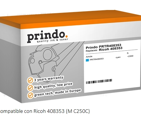 Prindo Tóner cian PRTR408353 compatible con Ricoh 408353