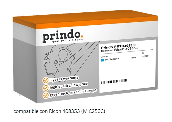 Prindo Tóner cian PRTR408353 compatible con Ricoh 408353