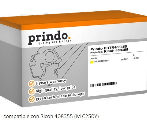 Prindo Tóner amarillo PRTR408355 compatible con Ricoh 408355