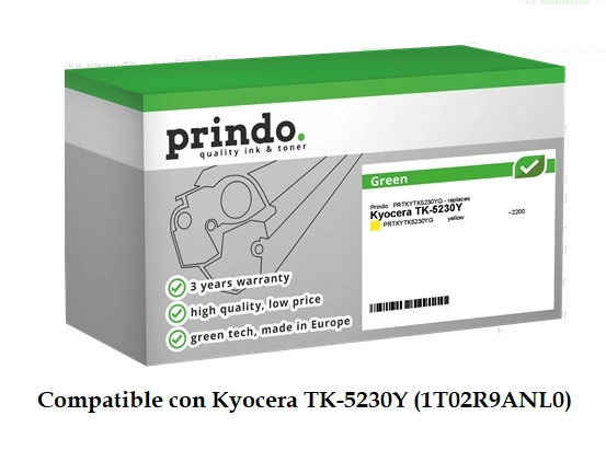 Prindo Tóner amarillo PRTKYTK5230YG Green compatible con Kyocera TK-5230Y