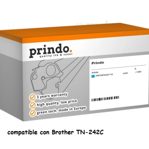 Prindo Tóner cian PRTBTN242C Basic compatible con Brother TN-242C