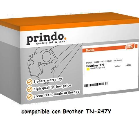 Prindo Tóner amarillo PRTBTN247Y Basic compatible con Brother TN-247Y