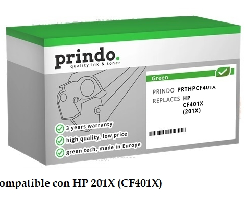 Prindo Tóner cian PRTHPCF401XG Green compatible con HP 201X CF401X