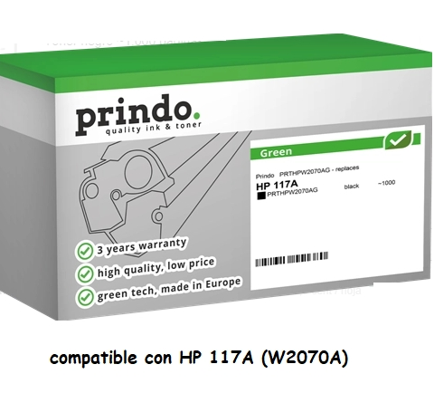 Prindo Tóner negro PRTHPW2070AG Green compatible con HP 117A W2070A