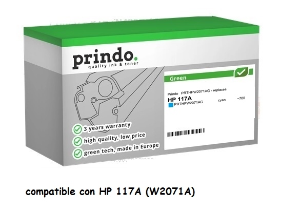 Prindo Tóner cian PRTHPW2071AG Green compatible con HP 117A W2071A