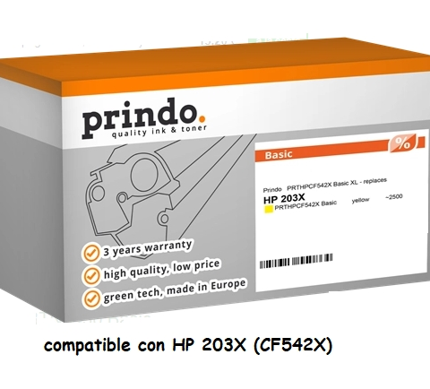 Prindo Tóner amarillo PRTHPCF542X Basic Basic compatible con HP 203X (CF542X)