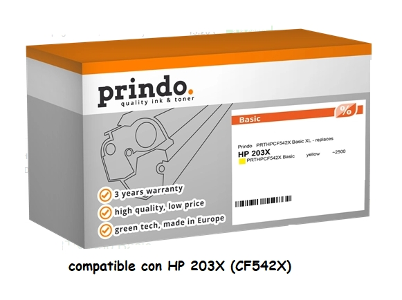 Prindo Tóner amarillo PRTHPCF542X Basic Basic compatible con HP 203X (CF542X)