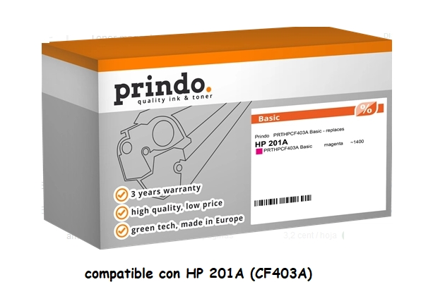 Prindo Tóner magenta PRTHPCF403A Basic Basic compatible con HP 201A CF403A