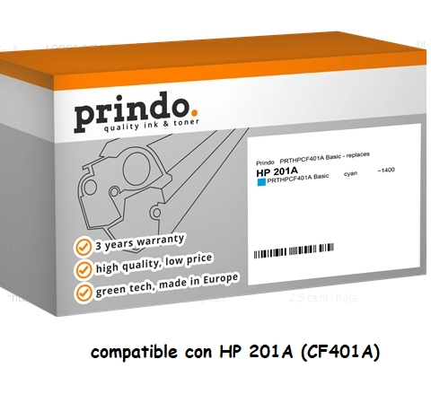 Prindo Tóner cian PRTHPCF401A Basic Basic compatible con HP 201A CF401A