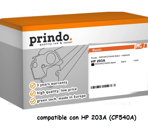 Prindo Tóner negro PRTHPCF540A Basic Basic compatible con HP 203A CF540A