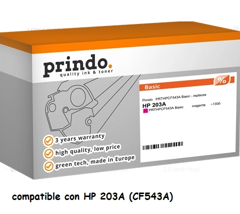 Prindo Tóner magenta PRTHPCF543A Basic compatible con HP 203A CF543A