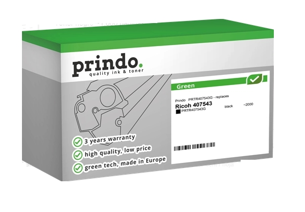 Prindo Tóner negro PRTR407543G Green compatible con Ricoh 407543 C250EBK