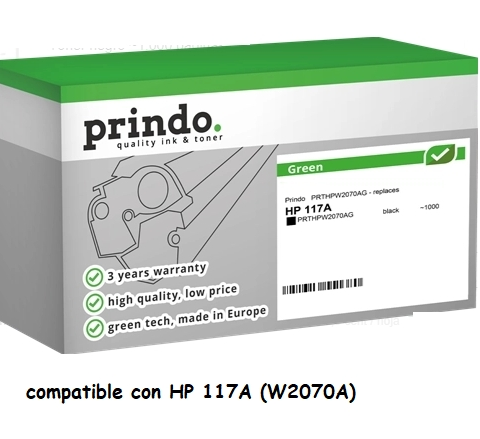 Prindo Tóner negro PRTHPW2070A compatible con HP 117A W2070A