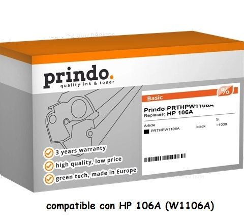 Prindo Tóner negro PRTHPW1106A 106A compatible con HP 106A W1106A