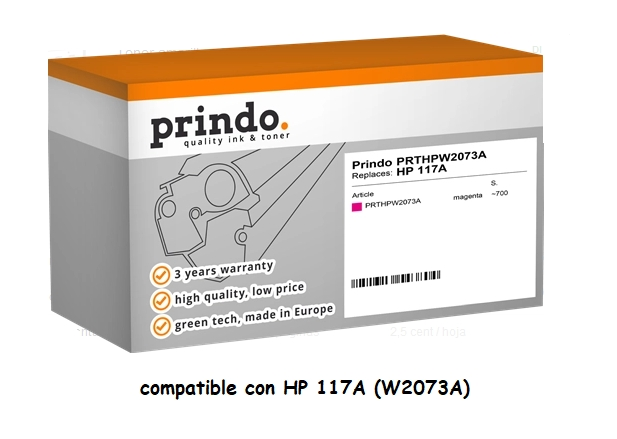 Prindo Tóner magenta PRTHPW2073A compatible con HP 117A W2073A