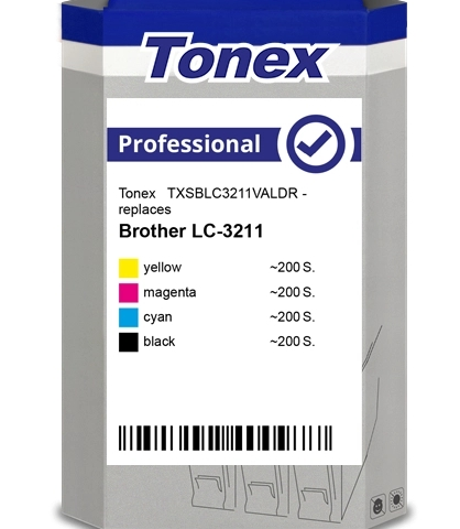 Tonex Multipack negro cian magenta amarillo TXSBLC3211VALDR compatible con Brother LC-3211