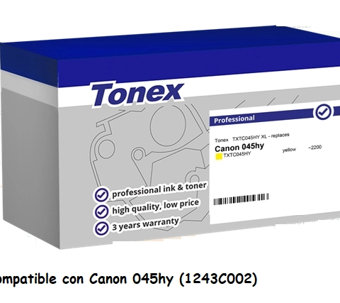 Tonex Tóner amarillo TXTC045HY compatible con Canon 045hm