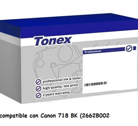 Tonex Tóner negro TXTC718BK compatible con Canon 718BK 2662B002