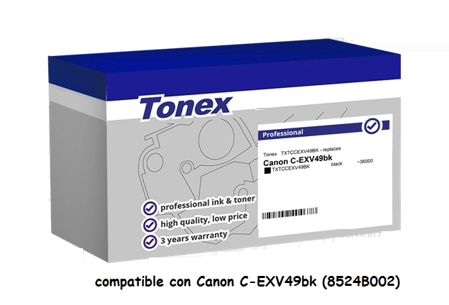 Tonex Tóner negro TXTCCEXV49BK compatible con Canon C-EXV49bk