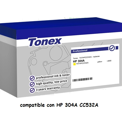 Tonex Tóner amarillo TXTHPCC532A compatible con HP 304A CC532A
