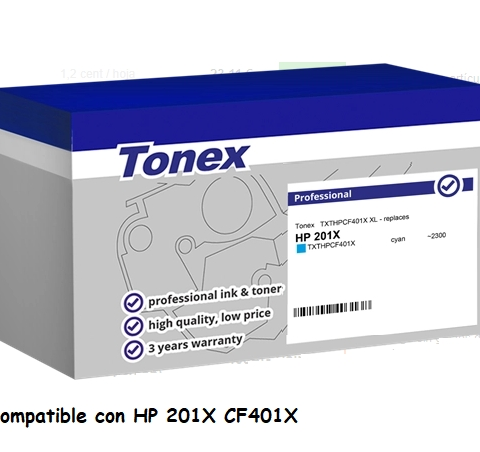 Tonex Tóner cian TXTHPCF401X compatible con HP 201X CF401X
