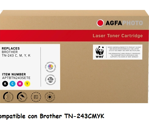 Agfa Photo Multipack negro cian magenta amarillo APTBTN243SETE compatible con Brother TN-243CMYK