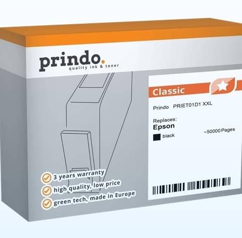 Prindo Cartucho de tinta negro PRIET01D1 compatible con Epson negro T01D1