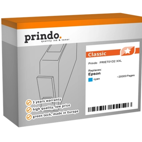 Prindo Cartucho de tinta cian PRIET01D2 compatible con Epson cian T01D2