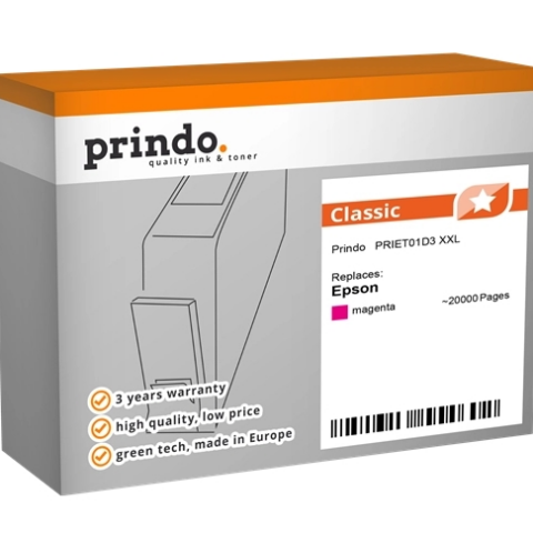 Prindo Cartucho de tinta magenta PRIET01D3 compatible con Epson magenta T01D3