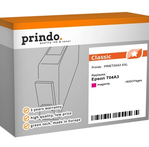 Prindo Cartucho de tinta magenta PRIET04A3 compatible con Epson T04A3