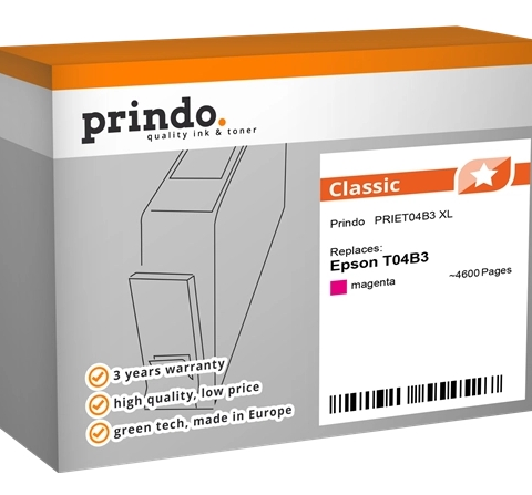 Prindo Cartucho de tinta magenta PRIET04B3 T04B3 compatible con Epson T04B3