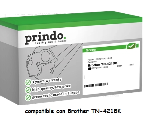 Prindo Tóner negro PRTBTN421BKG Green compatible con Brother TN-421BK