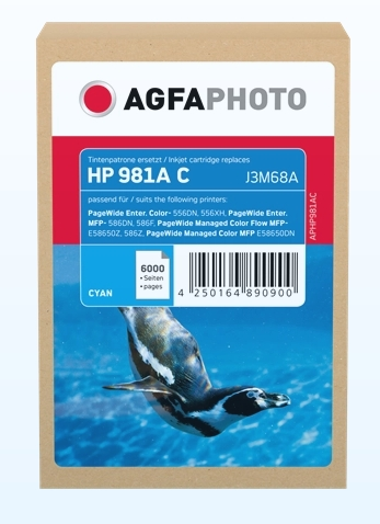 Agfa Photo Cartucho de tinta cian APHP981AC compatible con HP 981A J3M68A