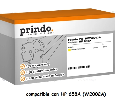 Prindo Tóner amarillo PRTHPW2002A 658A compatible con HP658A W2002A
