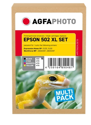 Agfa Photo Multipack negro cian magenta amarillo APET502XLSETD compatible con Epson 502XL