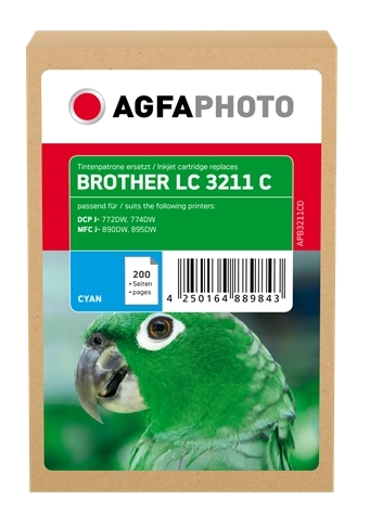 Agfa Photo Cartucho de tinta cian APB3211CD compatible con Brother LC3211BK LC-3211